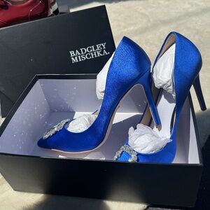 Badgley Mishka Blue Satin Shoes